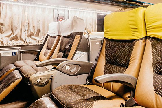 charter bus with premium amenities