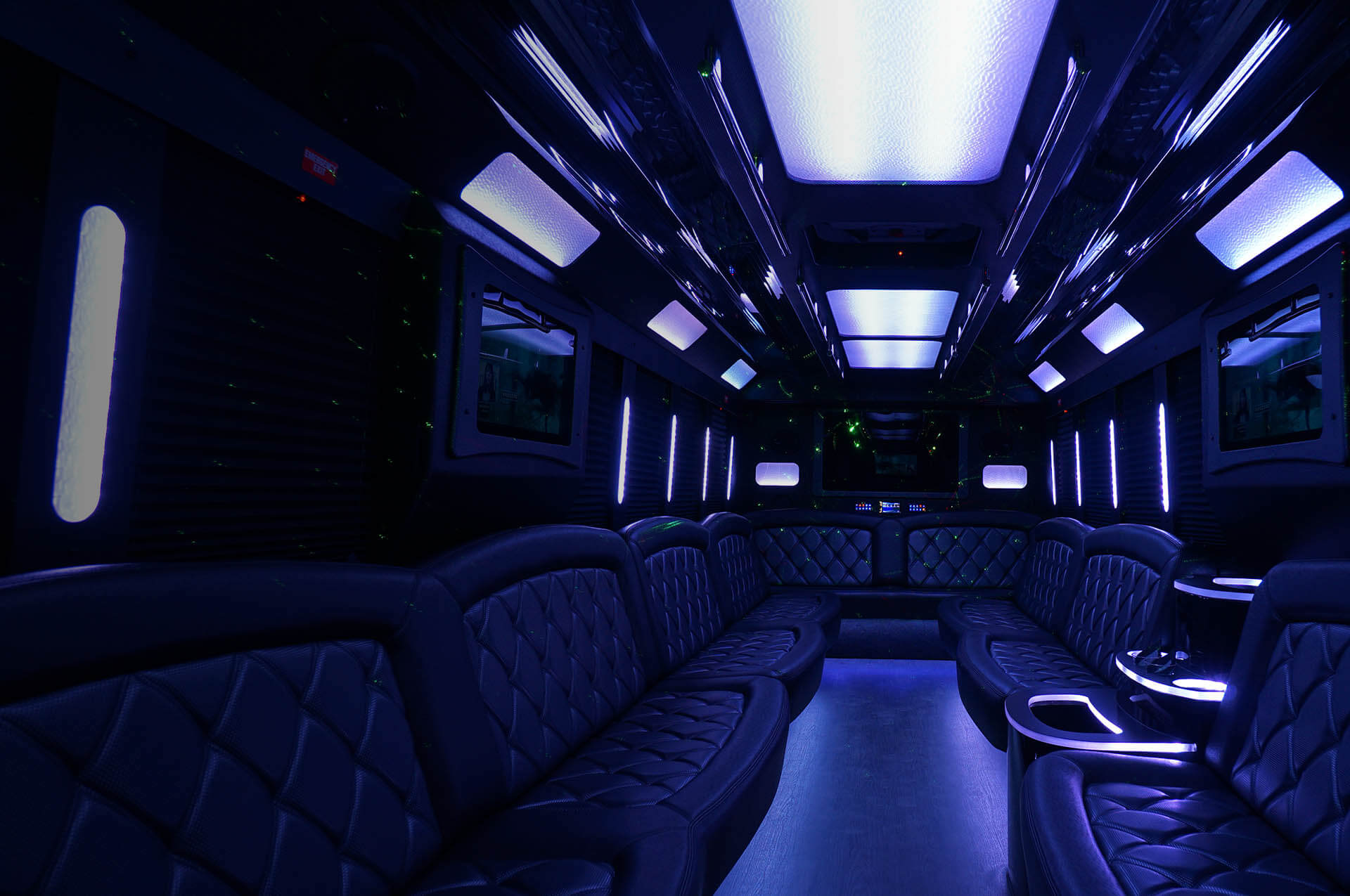 laser lights in a party Bus